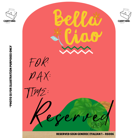 Italian Restaurant Reserved Sign - RS006